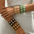 Wholesale resin bracelets: trendy retro ins style, spliced elastic bangles, creative niche designs, colorful gradient jewelry