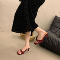 French high-heeled slippers: new 2024 women's summer outdoor square-toe stiletto thong sandals with bow detail - versatile and chic