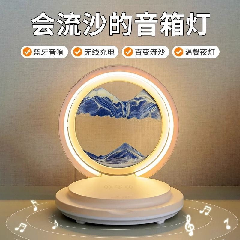 Creative quicksand painting phone charging bluetooth speaker table lamp decoration - perfect for housewarming gifts, bedroom bedside night light