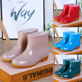 Wholesale women's safety short boots: low-cut, waterproof, non-slip rain boots for kitchen work, thickened and warm rain boots for adults