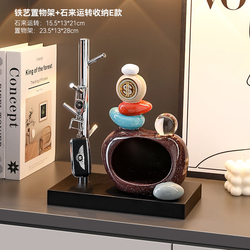 Good luck and turn the key storage ornaments for the entrance hall, high-end creative living room home decoration, housewarming gift
