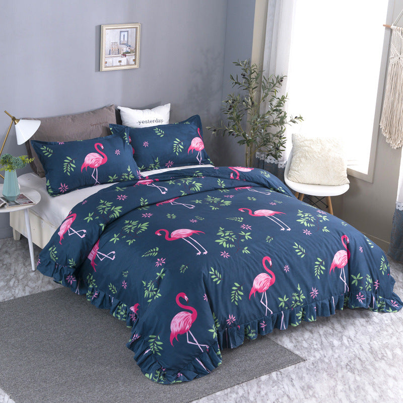 Korean style lace duvet cover, king size 220*240cm, princess duvet cover, student dorm single duvet cover, cartoon wedding bedding