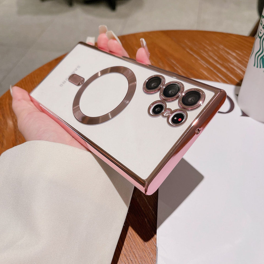 Suitable for samsung s26ultra electroplated magnetic wireless charging mobile phone case a35 all-inclusive lens cd pattern transparent soft case