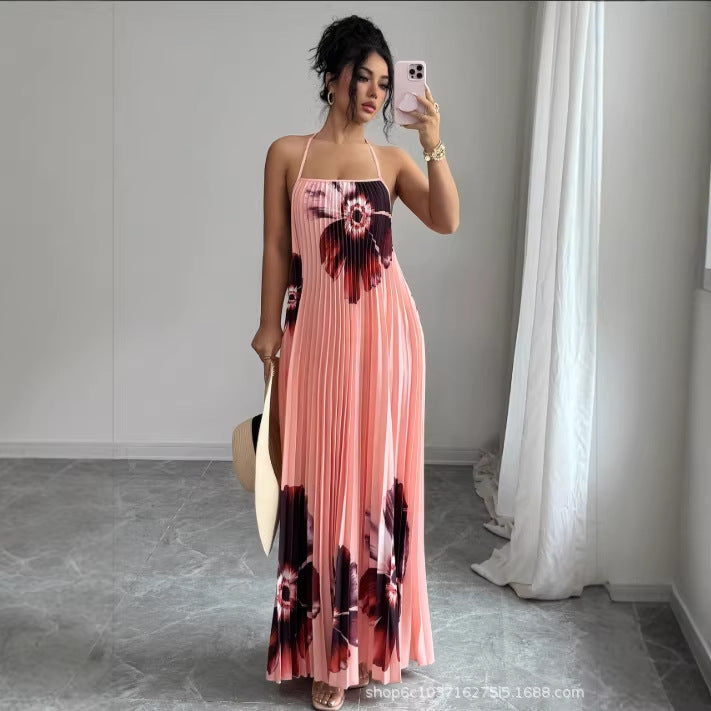 fashion hot-selling suspender skirt for women with adjustable shoulder straps looseprintinglong