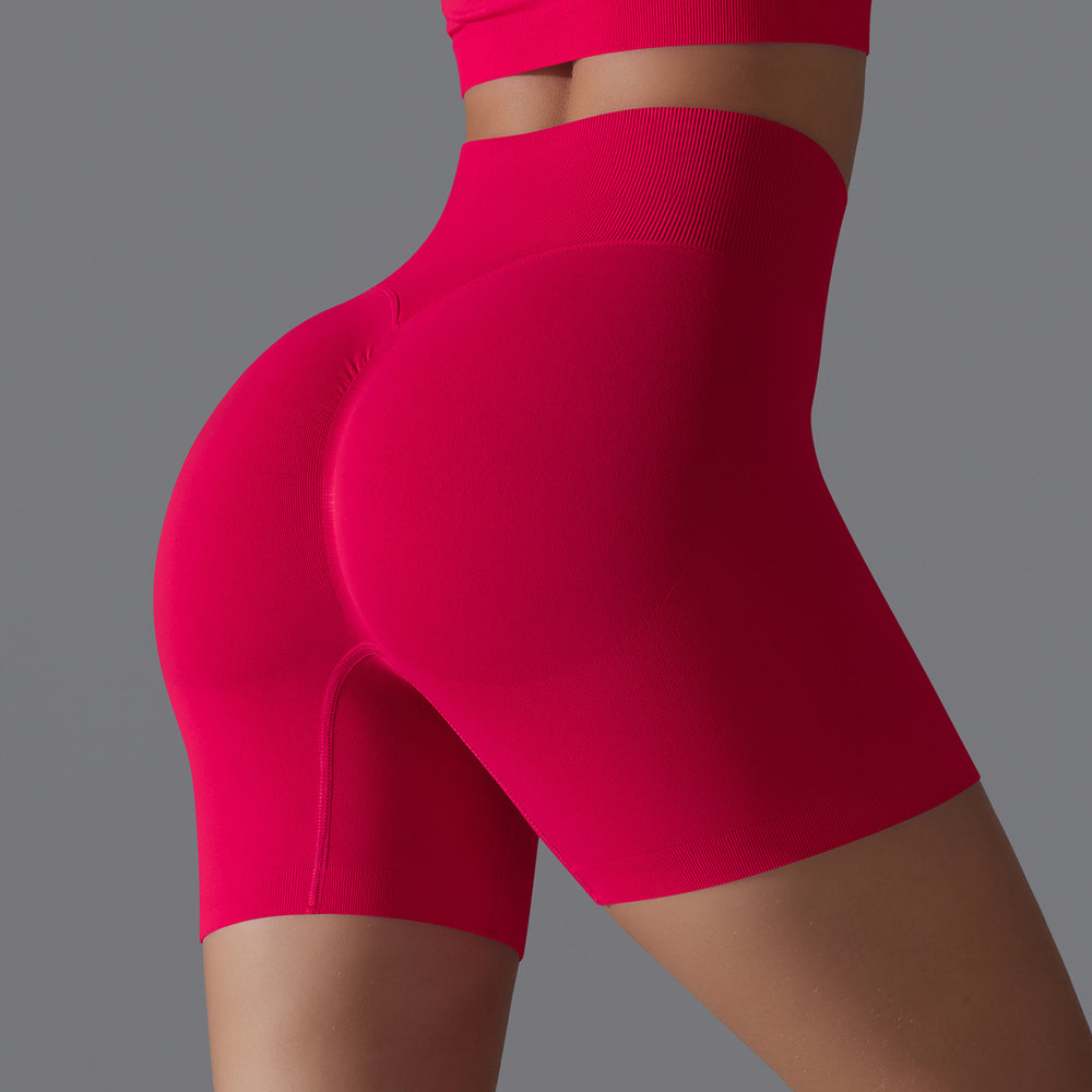 Fashion cross-border seamless pure color yoga shorts tight running fitness yoga clothes high waist butt lift peach sports pants