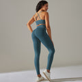 European and american new seamless yoga outfit for women - peach lift, high-waisted, tummy control, tight leggings set for running, sports, and fitness