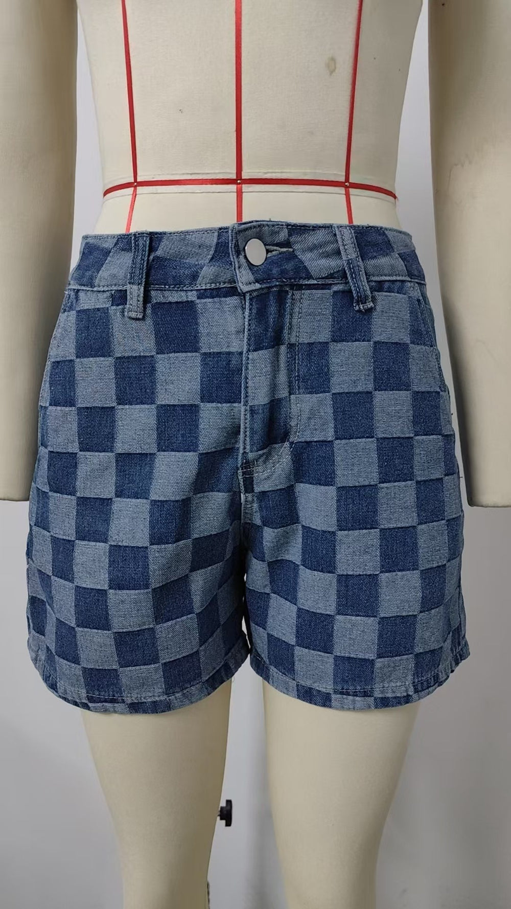 Fashion cross-border women's summer new arrival  thin washed casualloose denim plaid shirt short-sleeved suit
