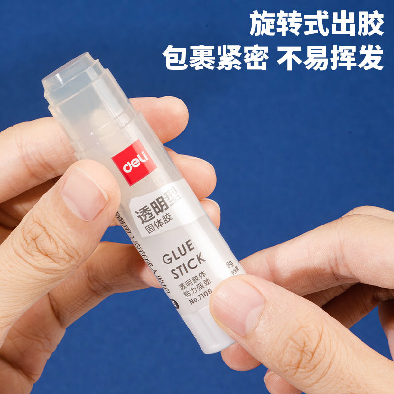 Deli 7106 small 8g transparent solid glue ACR material handmade glue stick wholesale strong stickiness student office