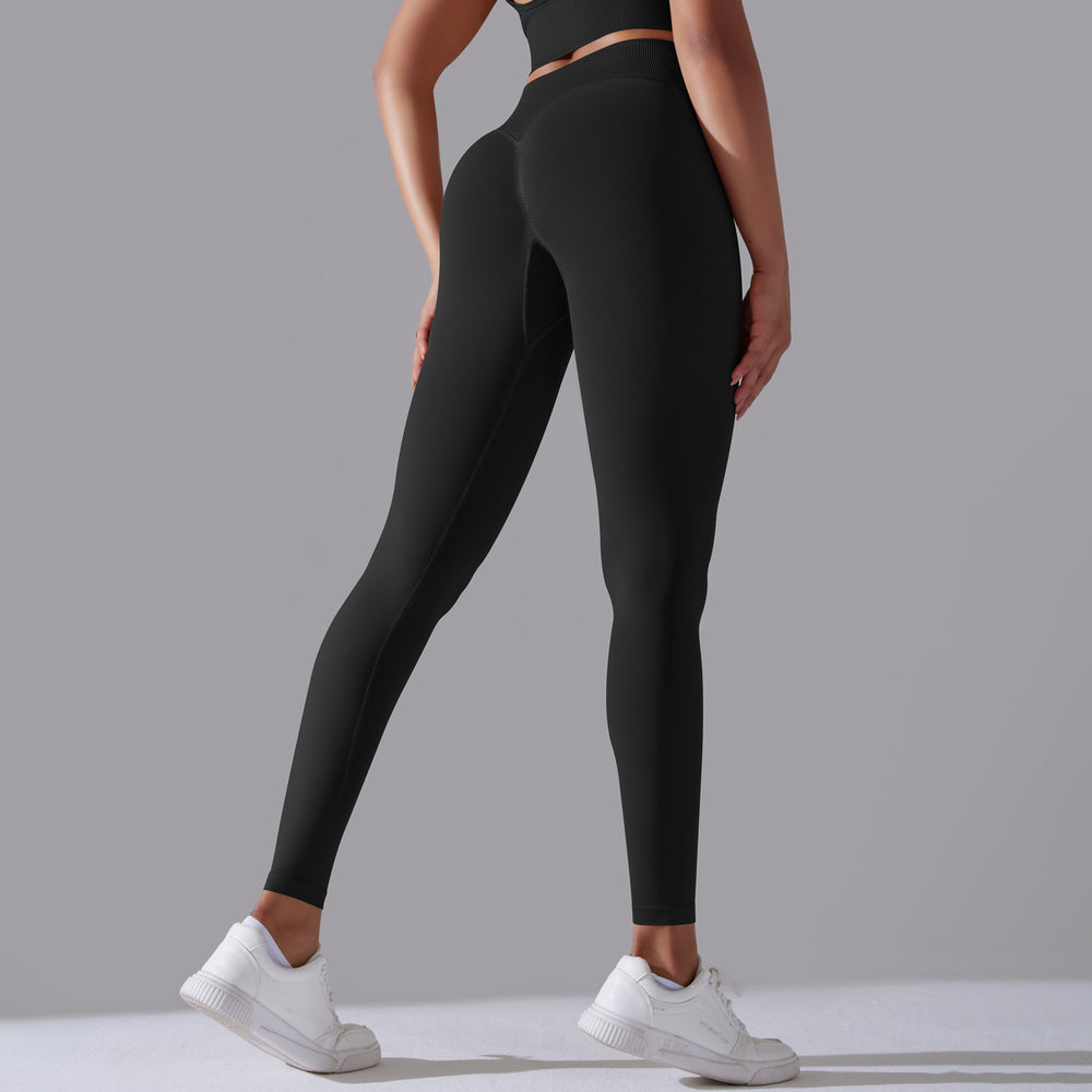 fashion seamless knittingpure colorhigh waist tight peach butt yoga pants sports running fitness nine-point pants