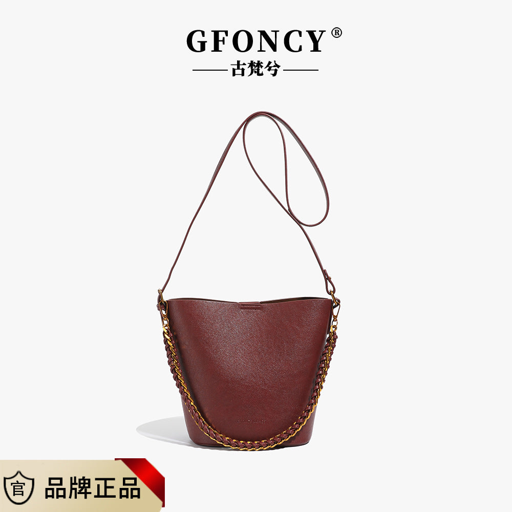 High-end minimalist bucket bag, large capacity commuter bag, fashionable and versatile chain shoulder bag, new autumn/winter crossbody bag