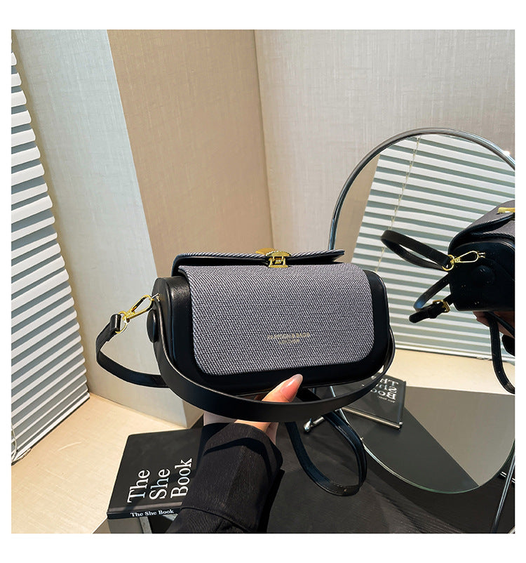 Cross-border high-end light luxury retro bag women's 2025 new niche contrasting color shoulder messenger bag commuter small square bag