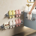 Stainless steel suction cup slipper rack bathroom organizer extendable shelf toilet wall mount organizer