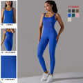 seamless knitting threaded pure color tight flat collar jumpsuit sports running fitness yoga wear one-piece suit