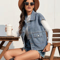Ebay fashion cross-border trade  new arrivalretro denim slim fit washed vest outwear casual waistcoat women