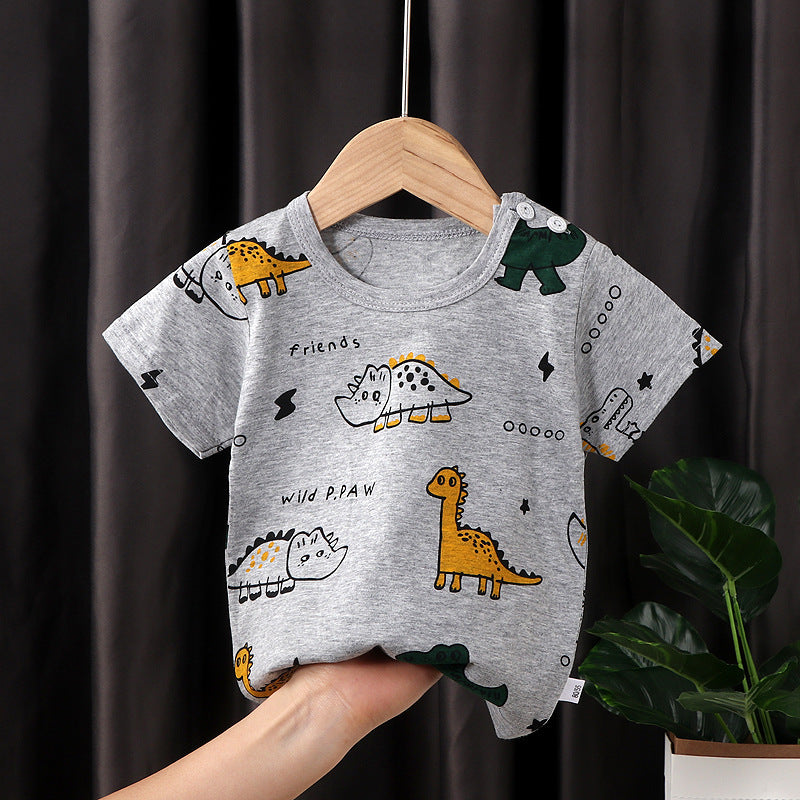 Kids' short-sleeve pure cotton summer new arrivals : boys' t-shirts, baby cartoon girls' short-sleeve korean style tops, children's clothing