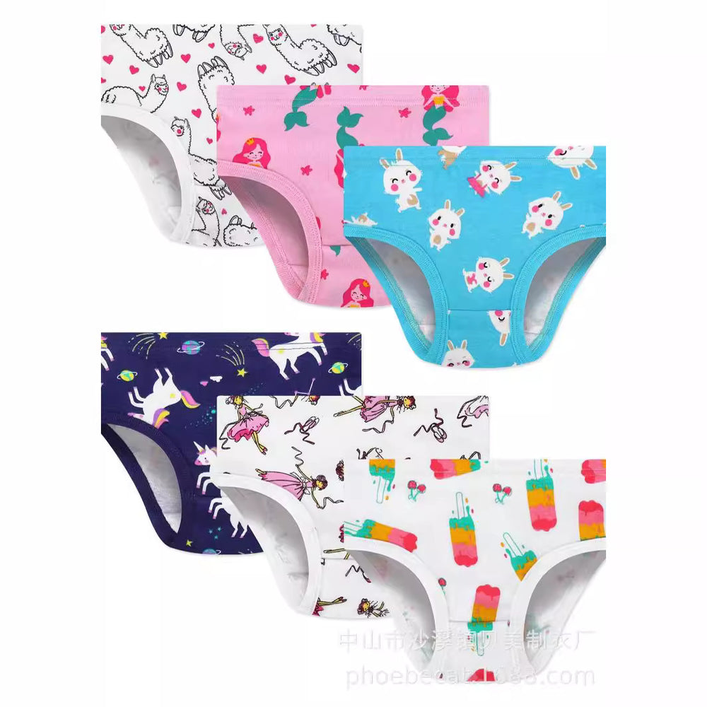 5 pairs per pack, new export-style bamboo fiber girls' briefs, breathable and comfortable, assorted styles shipped