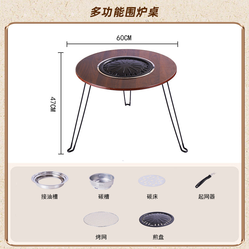 Home outdoor barbecue grill smokeless barbecue portable foldable barbecue table charcoal barbecue outdoor courtyard tea making around the stove