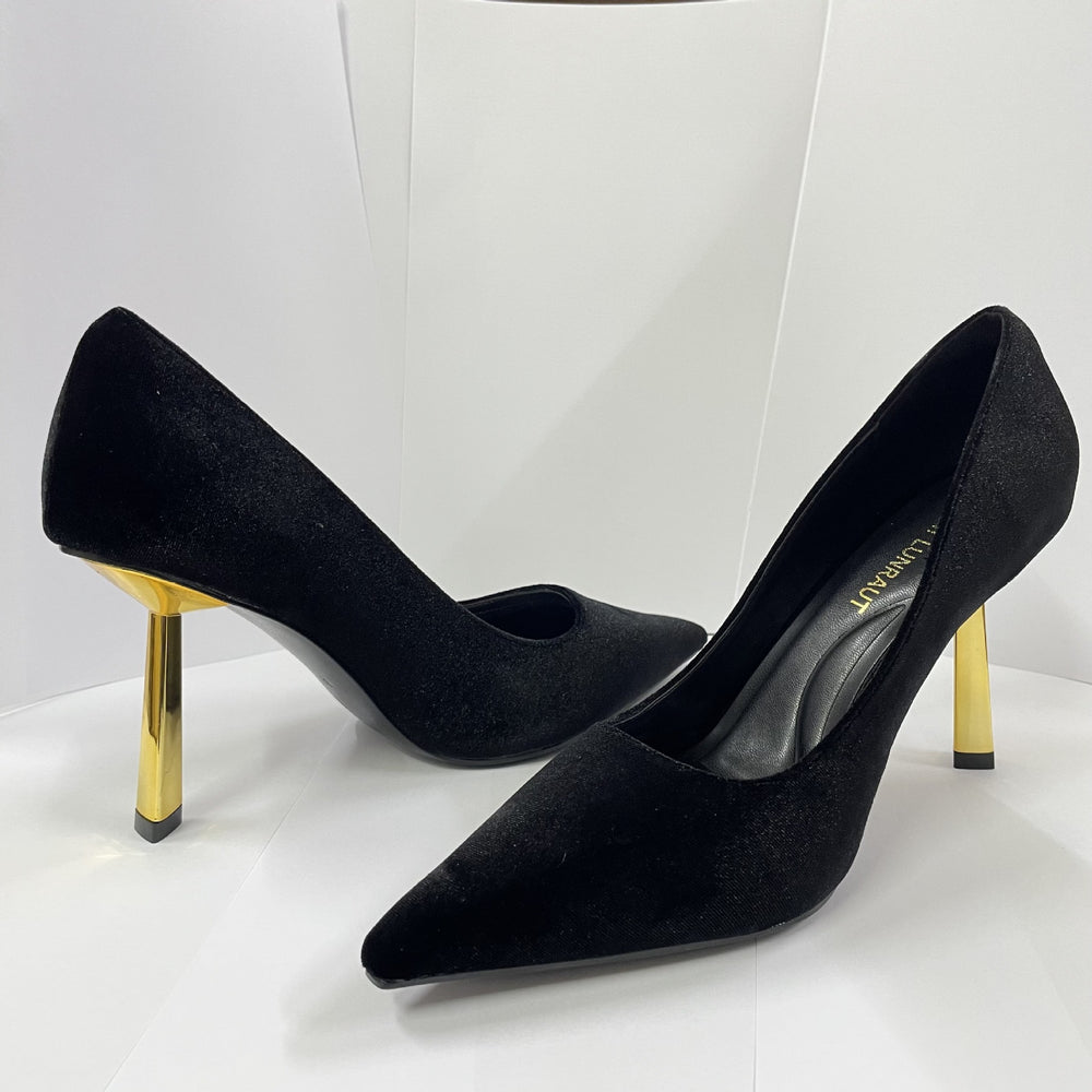 Toe protection cotton small gold root patent leather flats high heels women's new arrival pointed toe stiletto fashioneasiest for matchelegant velvet flats