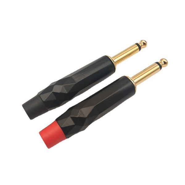Jewel 6.5 Welded Head Mono Sophomore Core, Black Lacquered 6.35 Guitar Microphone Speaker Audio Plug Gold Plated