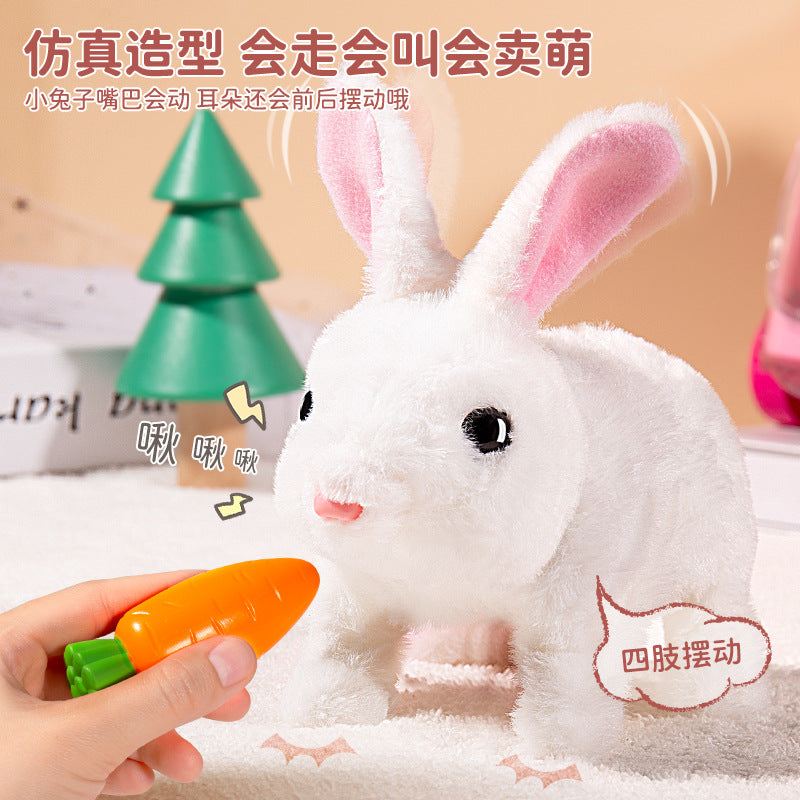 Kids' electric simulation bunny plush toy - girl's pet white rabbit doll - birthday gift for girls