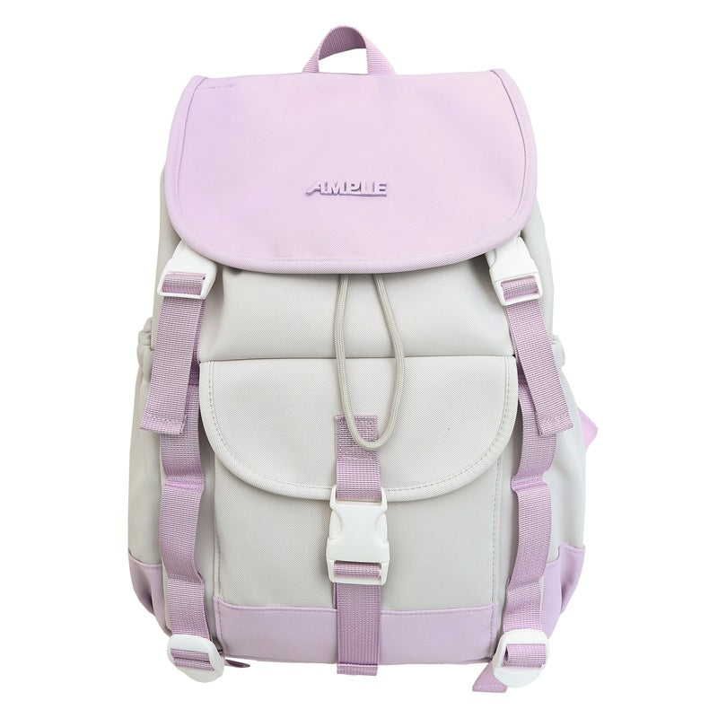 New college style cute girl backpack casual large capacity backpack fashion contrasting color middle school student schoolbag backpack