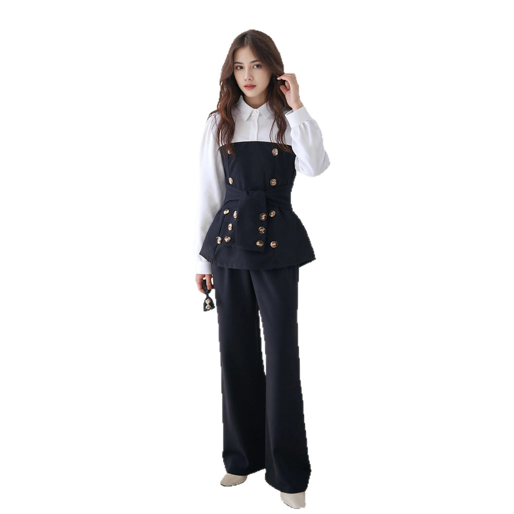 Girls' two-piece outfit: patchwork top + flare pants set