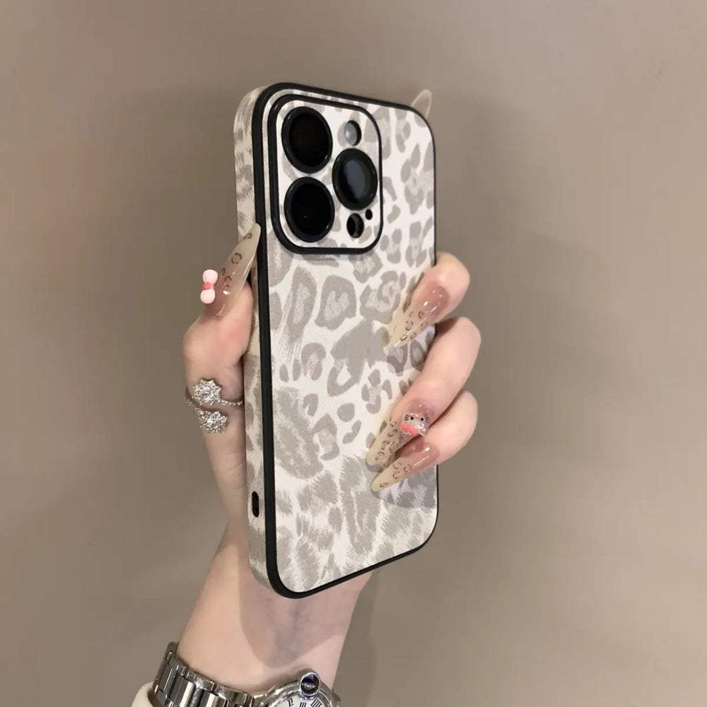 Leopard print leather texture phone case for iphone 17, protective cover for iphone 15 pro max, apple 15 with lens film, cross-border