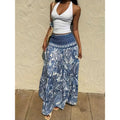 listing: new  women's elegant vacation-style beach print midi skirt