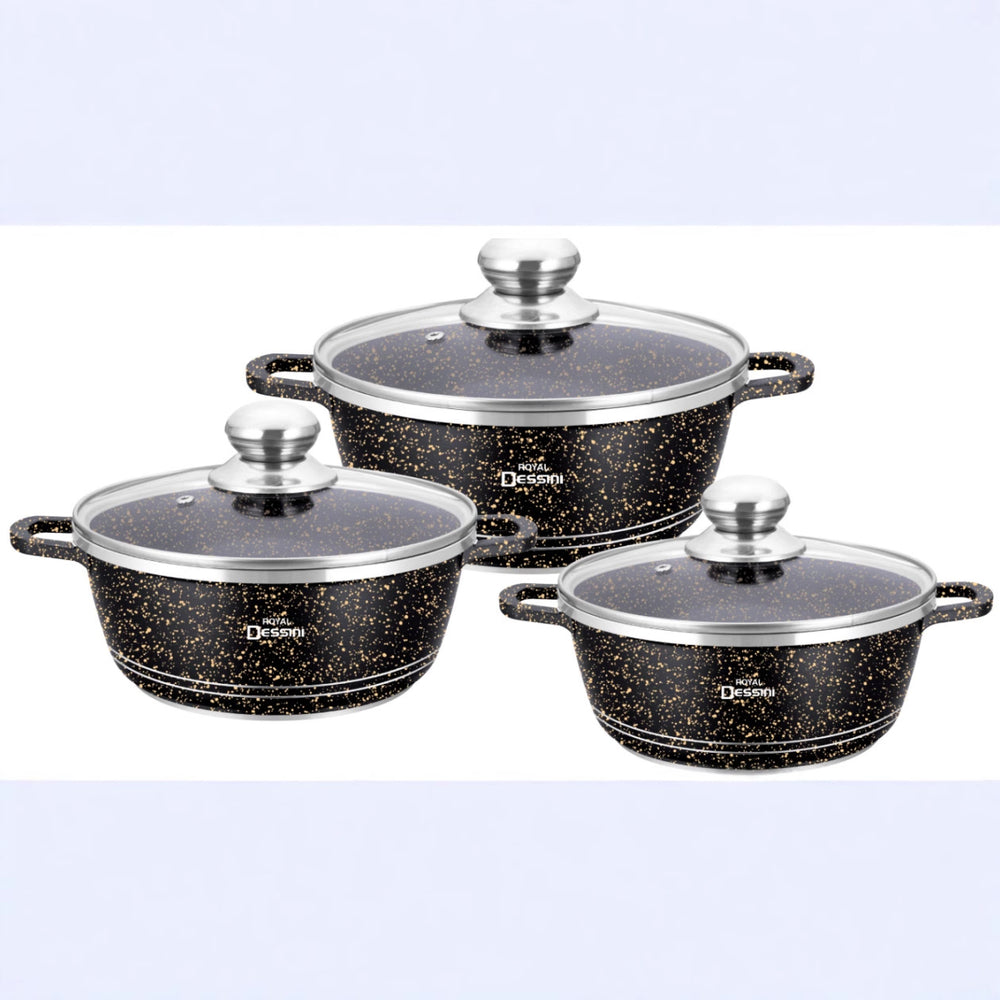 Customized die-cast six-piece set 24/28/32 medical stone non-stick aluminum pot soup pot frying pan for home kitchen pot