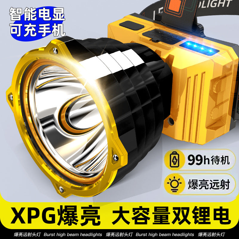 LED headlight strong light long-range rechargeable waterproof super bright head-mounted night fishing light mining light outdoor household flashlight