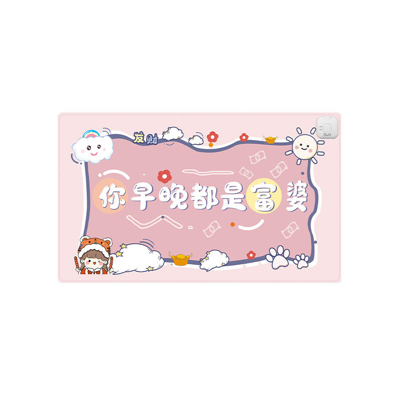 Heated mouse pad - large size, winter warm desk mat for office, student, computer, writing, hand warmer, electric heating