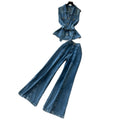 Hong kong style spicy girl sleeveless denim two-piece set - women's summer slimming tank top & high-waisted pants casual chic outfit