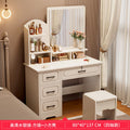 Four-drawer square mirror warm white 80cm + square stool