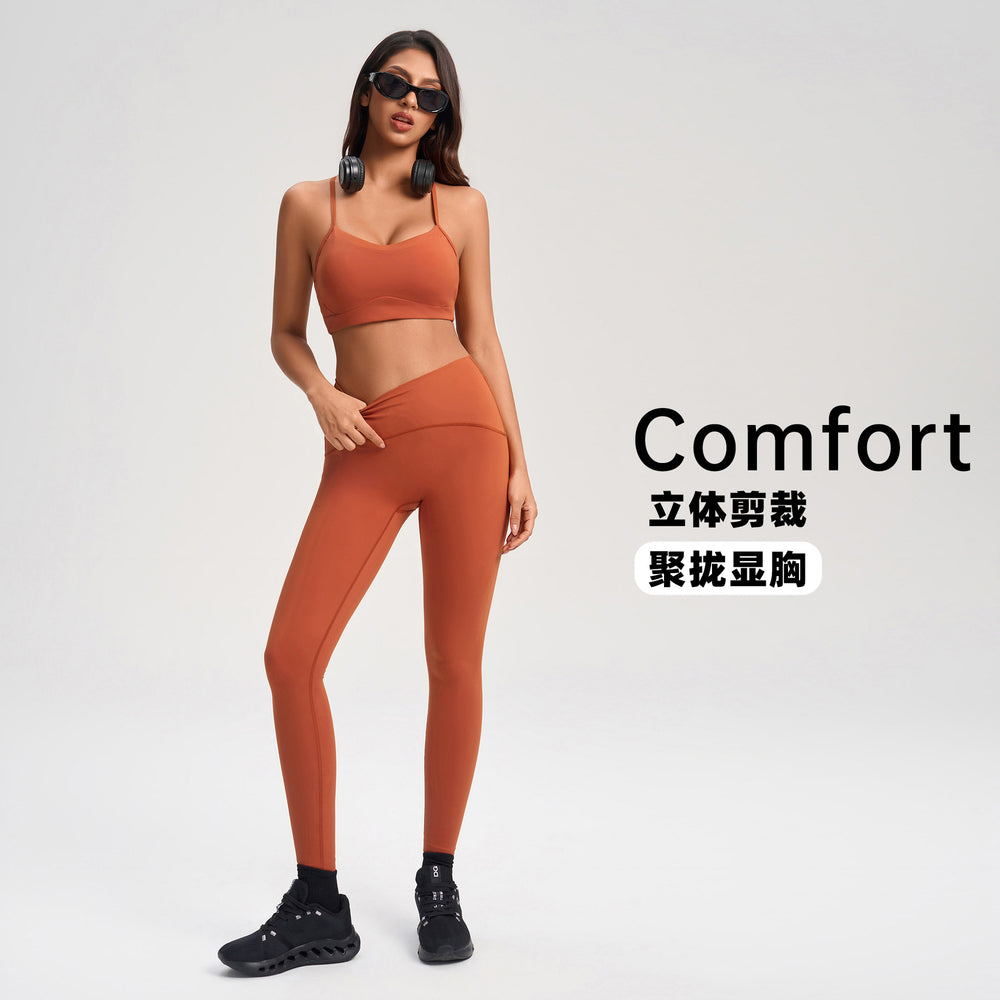 Women's fleece-lined sports bra with cutout back design - running, fitness, push-up, shockproof yoga bra yg-1003