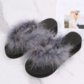 2024 european and american export ostrich feather slippers women's summer outdoor real fur flip-flops fur slippers large size slippers