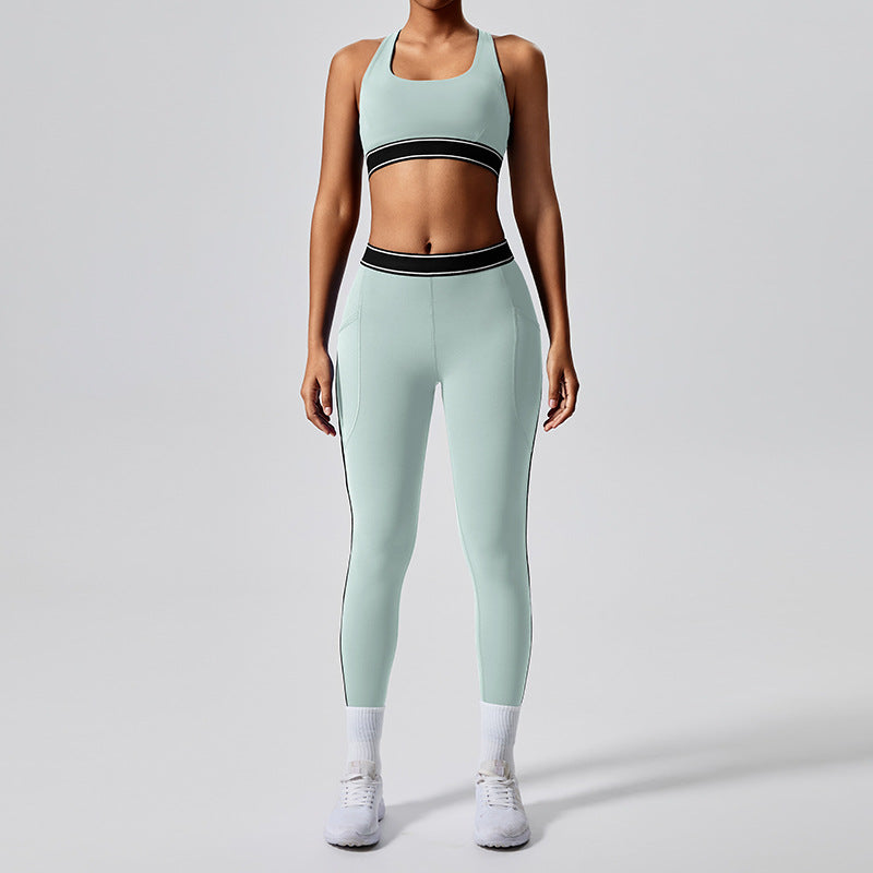 new arrival with chest pad elastic fitness fashion yoga clothes two-piece set women's pilates sports yoga clothes suit