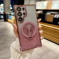 Samsung s25u butterfly glitter stand magnetic phone case, compatible with s26p, four-corner airbag anti-drop a07 protective cover