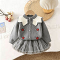 Girls' school uniform set: new autumn/winter style with large collar sweater and plaid skirt - trendy two-piece jk uniform for kids