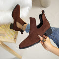 Exportplus sizefall and winternew arrival pointed toe chelsea boots thick heel boots women's suede british style fashion boots