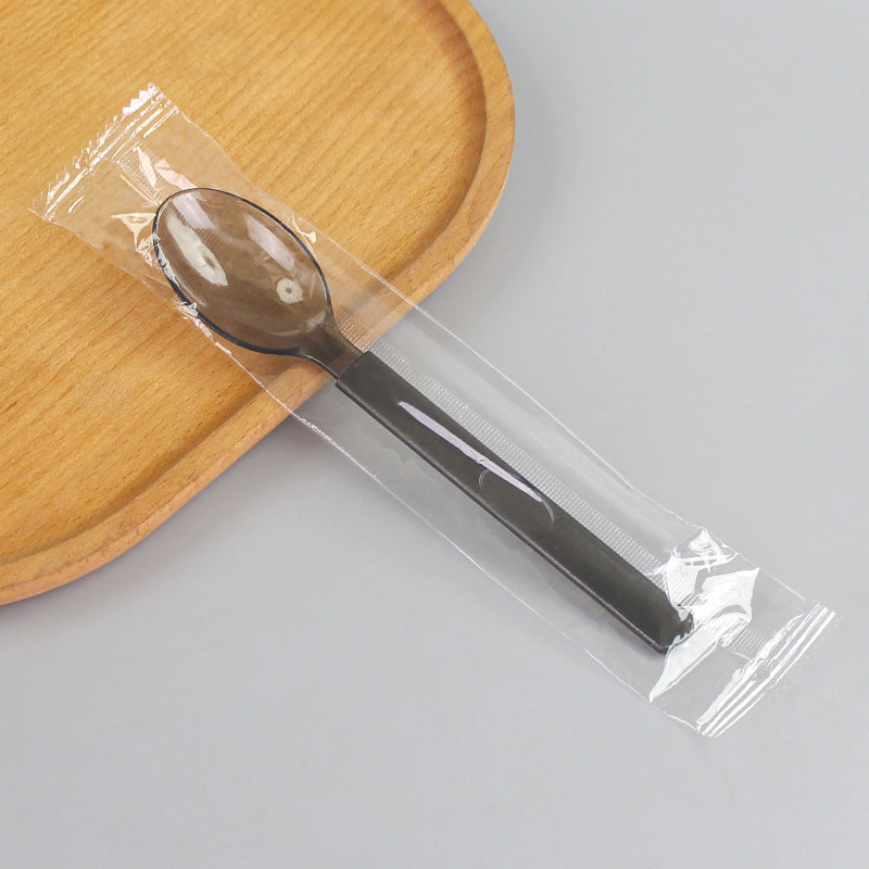 Free shipping plastic tableware spoons, disposable plastic spoons, individually wrapped cutlery sets (knife, fork, spoon), fruit cake plastic forks, western tableware