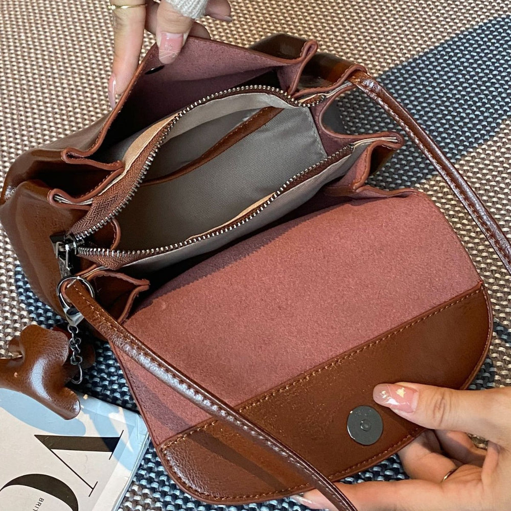 genuine leather women's bag crossbody bag fashioneasiest for match small bag cowhide shoulder bag girls classy sense oil wax leather bag