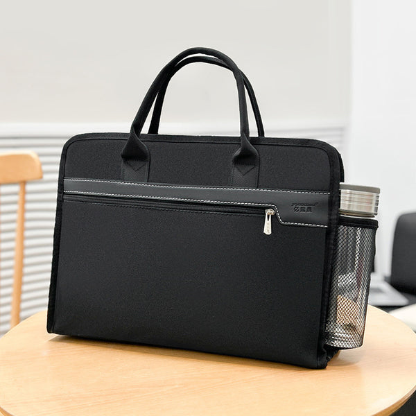 Yiyunchen briefcase men's file bag business meeting handbag briefcase water cup position thickened waterproof customization