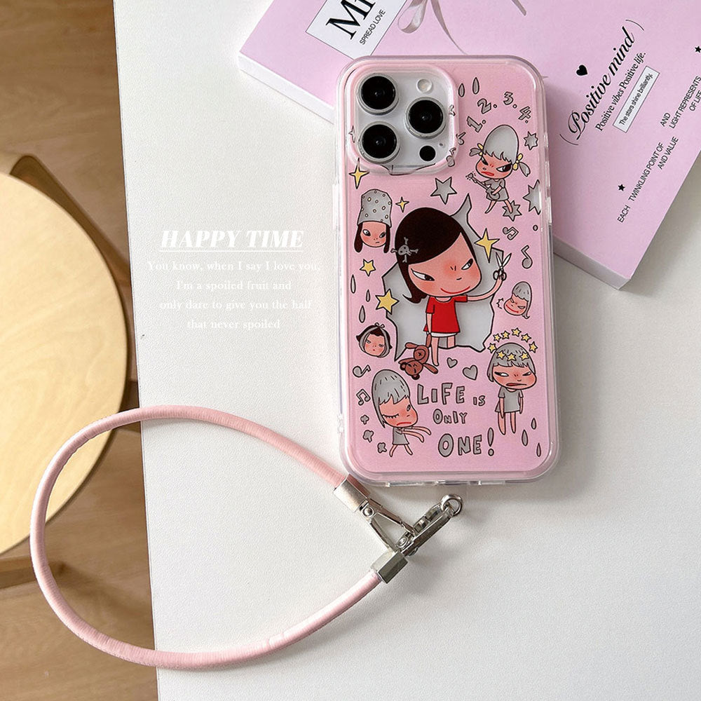 Suitable for iphone17pro bestie phone case, yoshitomo nara girl style, apple 16/15 anti-fall hard case 13