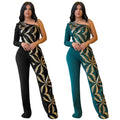 C7301 cross-border   fashion women's elegant bodycon one-shoulder sequin sleeveless jumpsuit