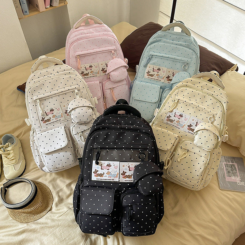 Japanese-inspired, minimalist, and trendy backpack for women. features a delicate floral design, perfect for casual use, school, or class. a versatile, large-capacity backpack that's easy to match with any outfit