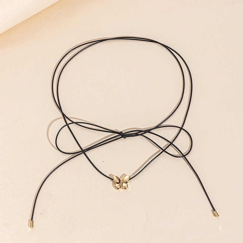European and american cross-border jewelry: unique rope chain heart pendant, niche star butterfly necklace, diamond-studded cross pendant necklace for women
