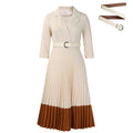 D538  cross-border autumn/winter european and american fashion women's blazer collar chic ol elegant pleated african dress