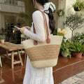 New woven bag large capacity tote bag simple versatile shoulder bag casual travel commute tote bag women's bag