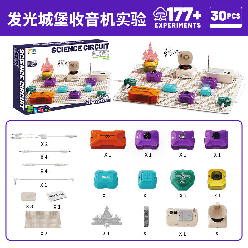 Children's educational electronic building blocks - science & physics light-up circuit mini experiments - electrical circuit board - level 2