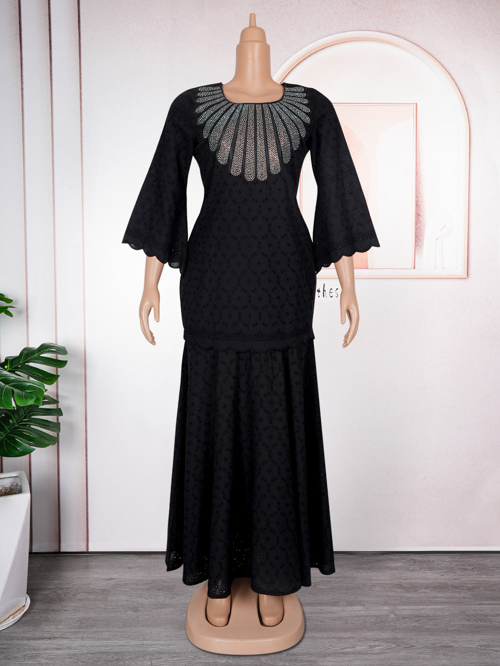 new african women's plus size lace robe embroidered dress with headscarf - perfect for  and